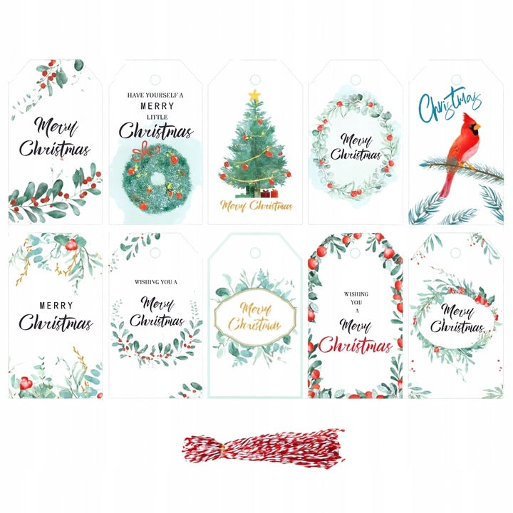 Białe winietki świąteczne Merry Christmas 50szt.