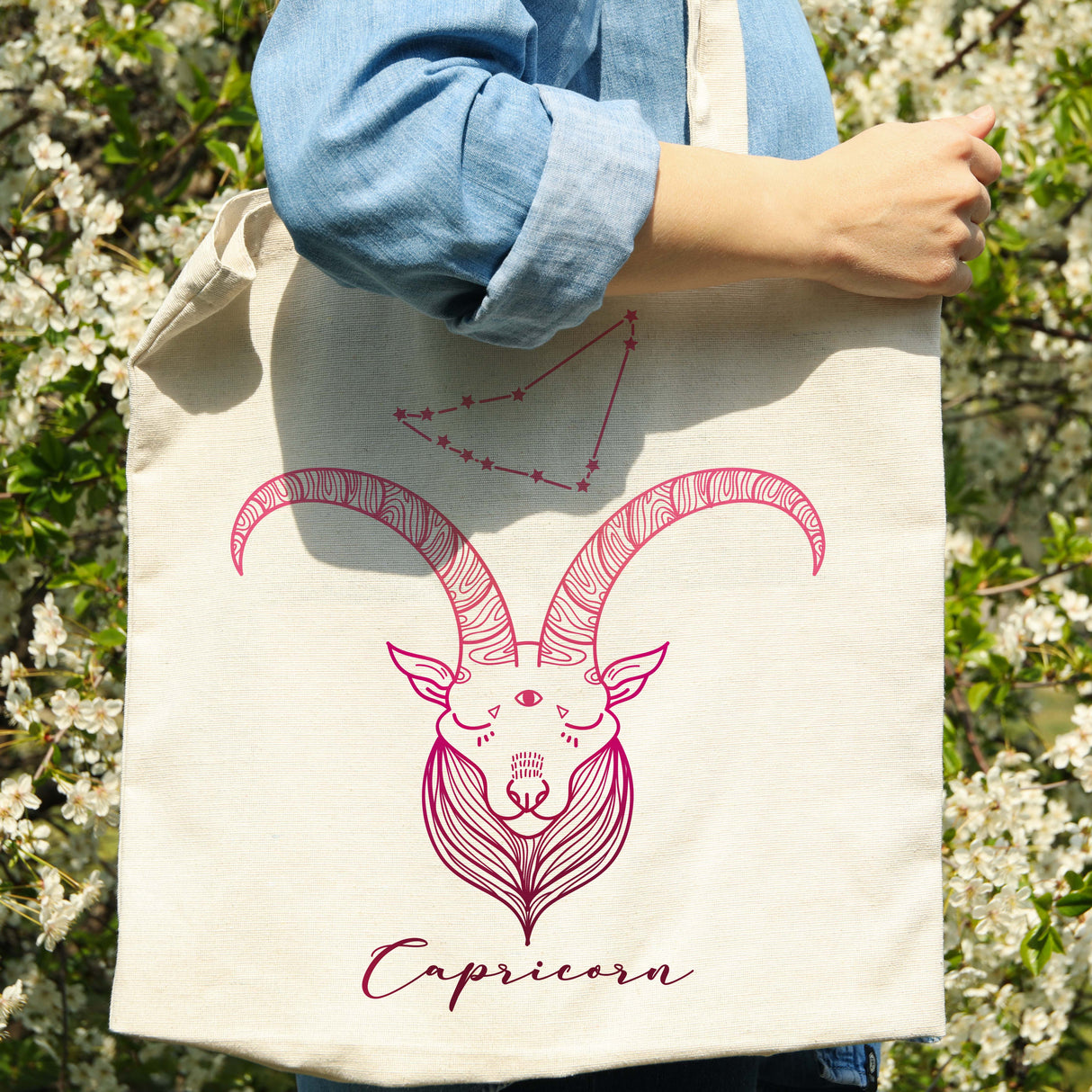 Torba bawełniana z nadrukiem Ecru KOZIOROŻEC