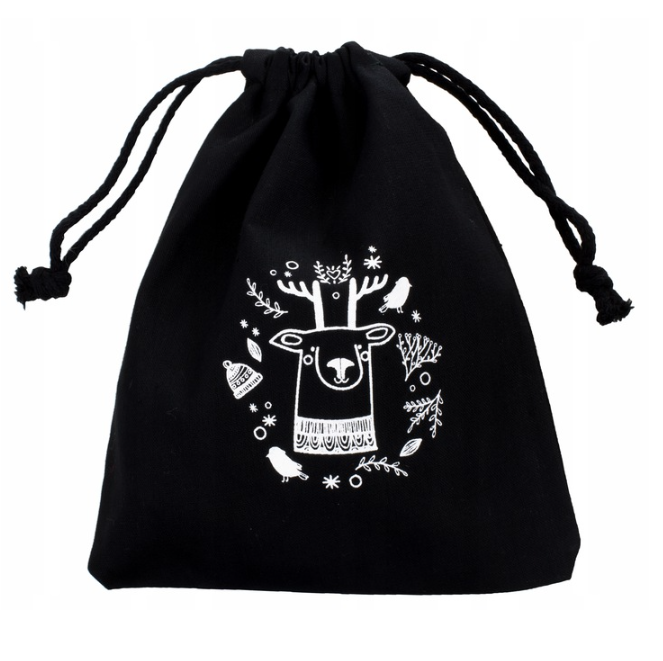 Woreczek bawełniany 18x32cm Czarny Renifer 145g