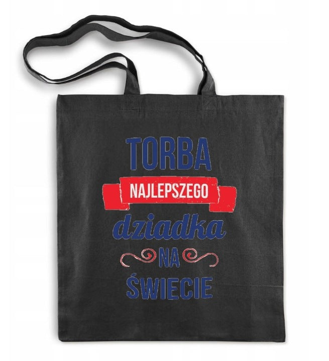 Torba Bawełniana Torba Najlepszego Dziadka Prezent na Dzień Dziadka Czarna