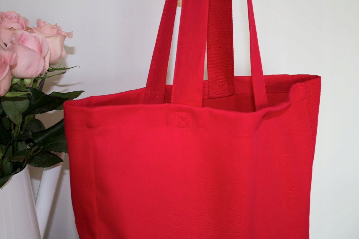 Torba Bawełniana 380x420mm Czerwona Uchwyt: 70 cm