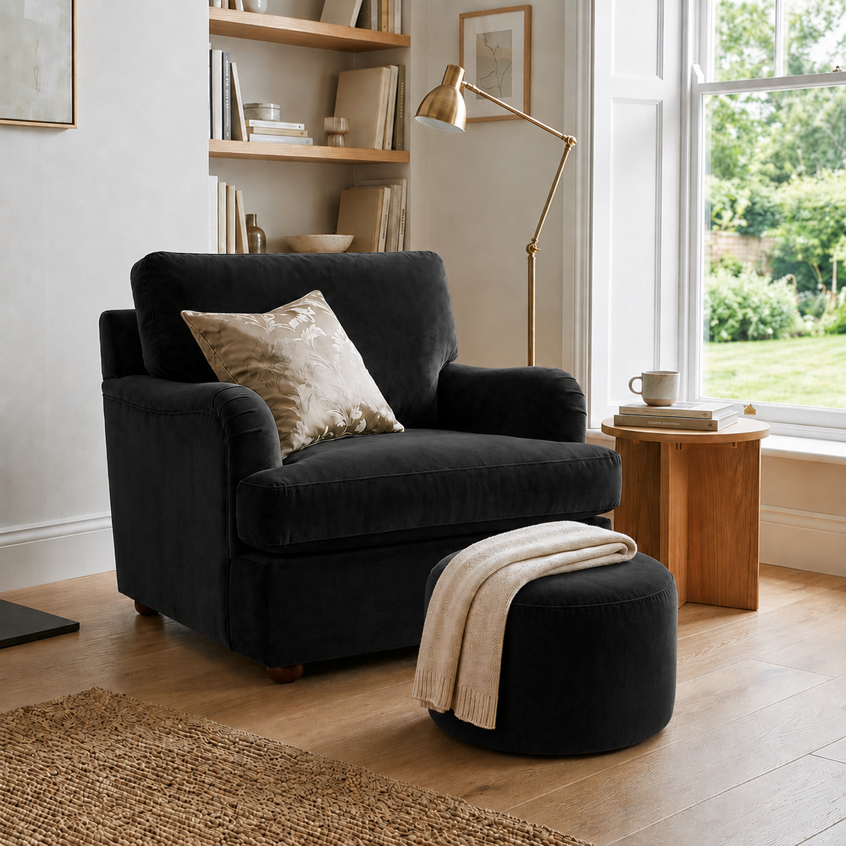 Round Ottoman Footstool VARIOUS COLORS VELVET