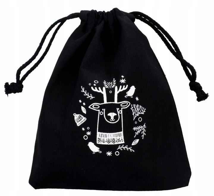 Woreczek bawełniany 15x20cm Czarny Renifer 220g