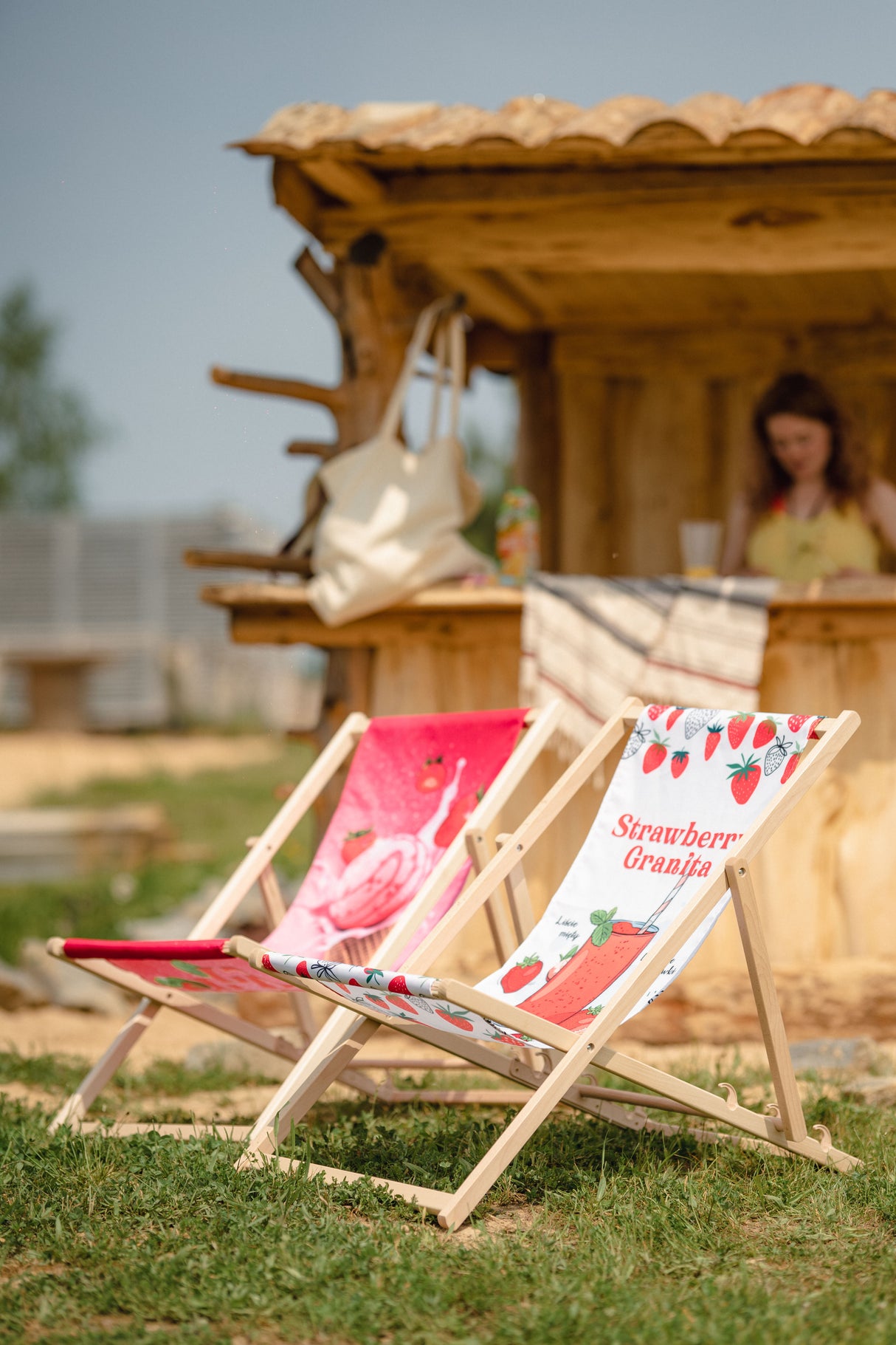 Leżak drewniany z nadrukiem STRAWBERRY