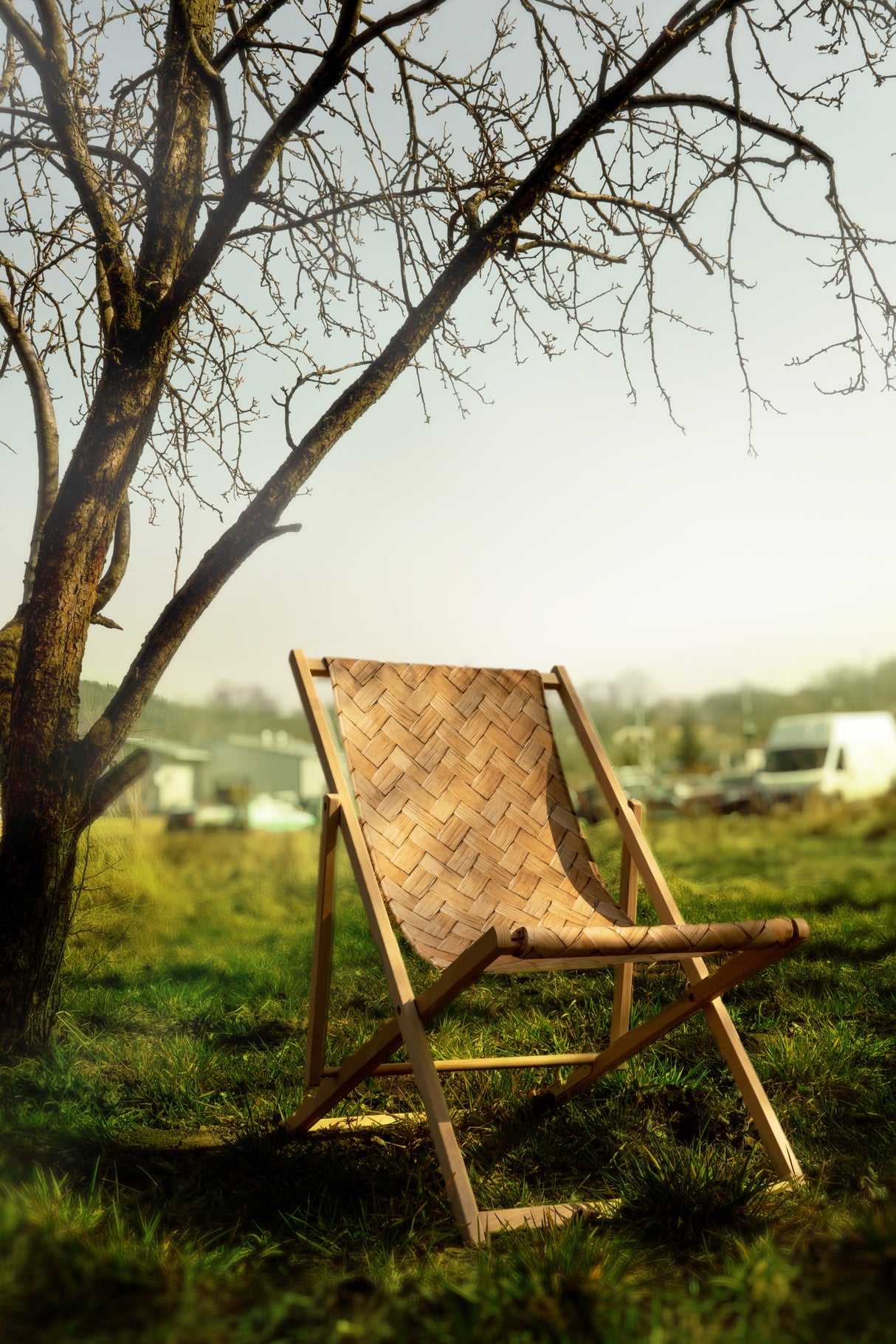 Leżak drewniany z nadrukiem PLECIONKA