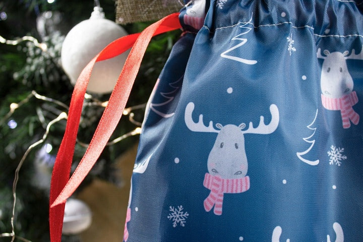 Woreczek poliestrowy 30x45cm Renifery białe