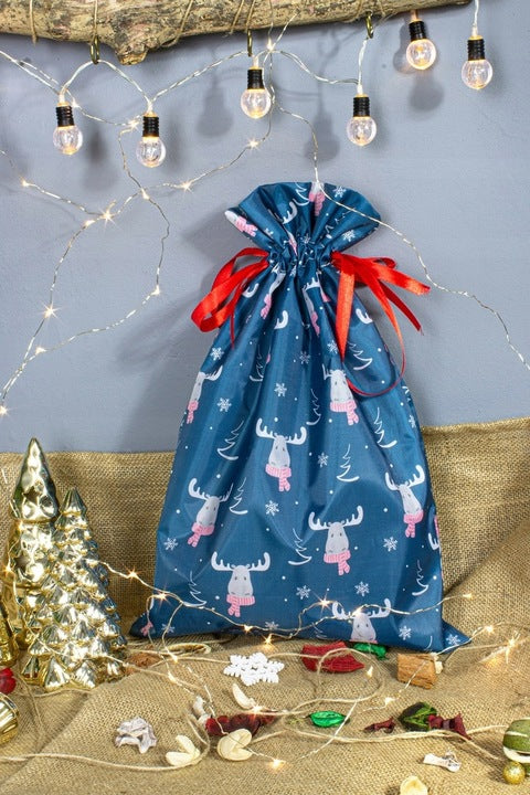 Woreczek poliestrowy 30x45cm Renifery białe