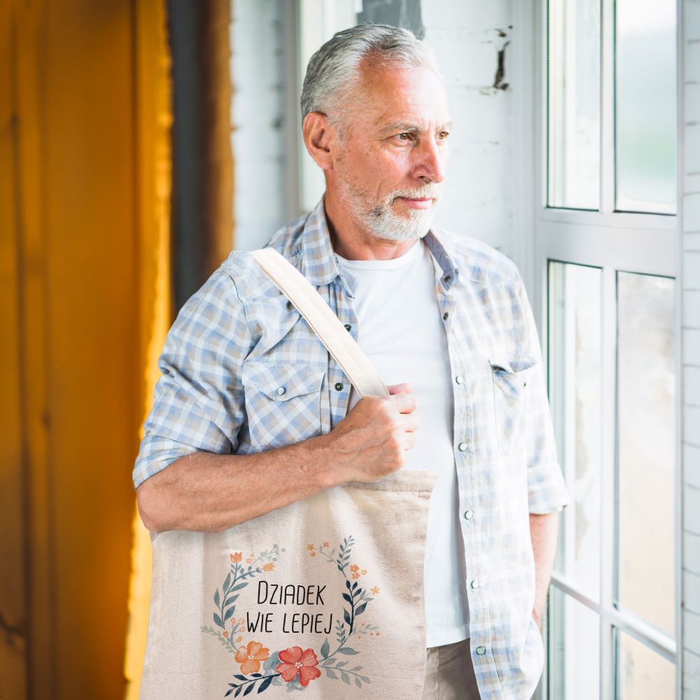 Torba Bawełniana Dziadek wie lepiej Prezent na Dzień Dziadka Ecru