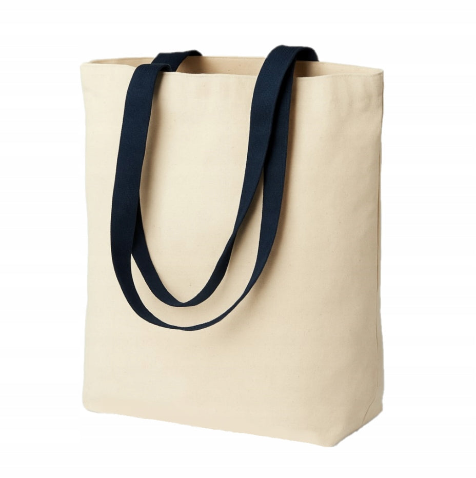 Torba Bawełniana Ecru Uchwyt Granatowy 38x35cm 220g