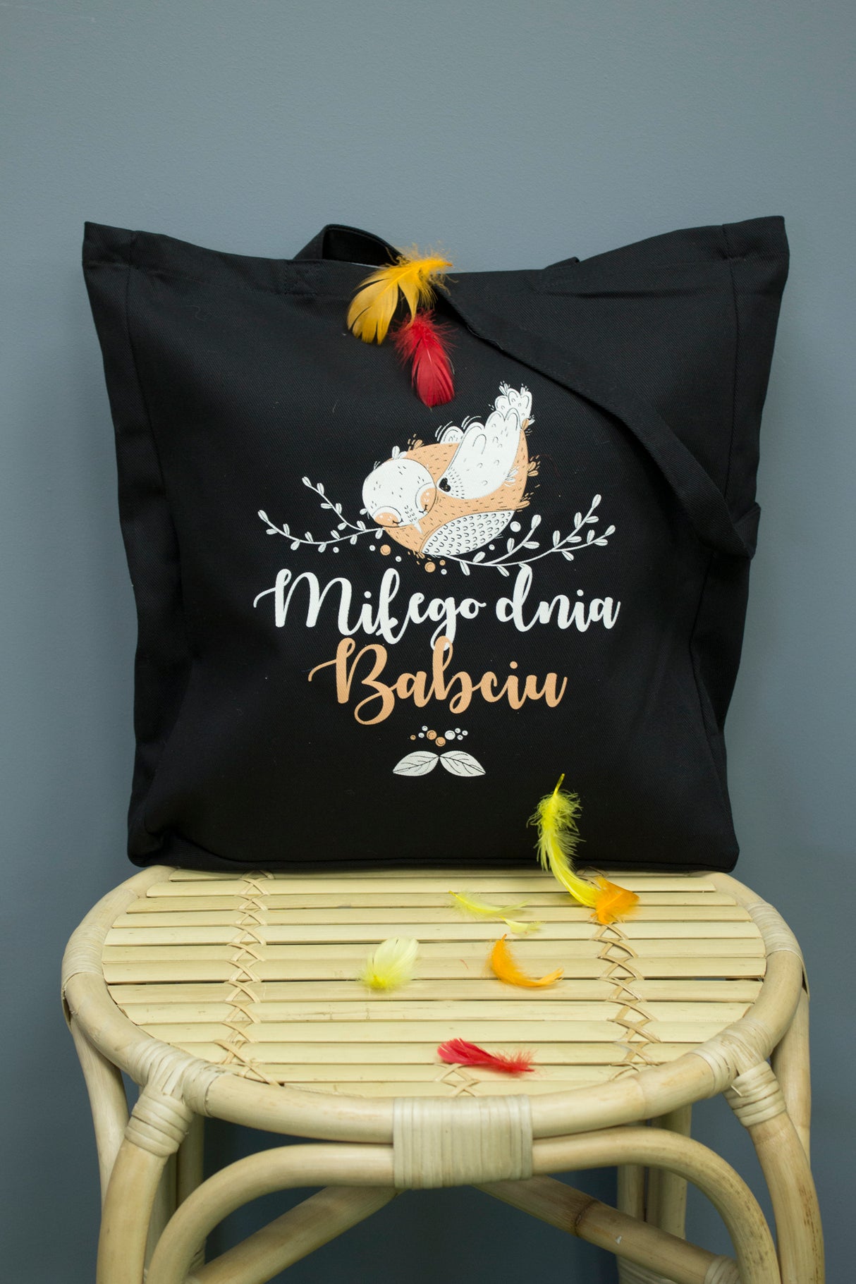 Torba Bawełniana Miłego Dnia Babciu Prezent na Dzień Babci Czarna