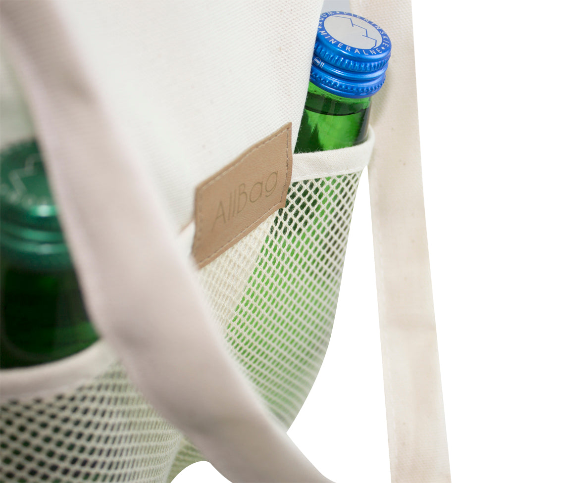 Torba shopper materiałowa siatka metka ALLBAG 36x8,5x42 ECRU