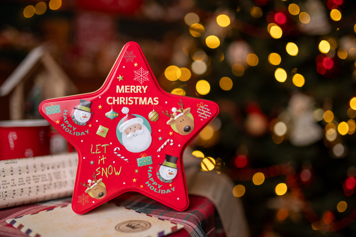 Metalowa puszka świąteczna w kształcie gwiazdy 4szt.