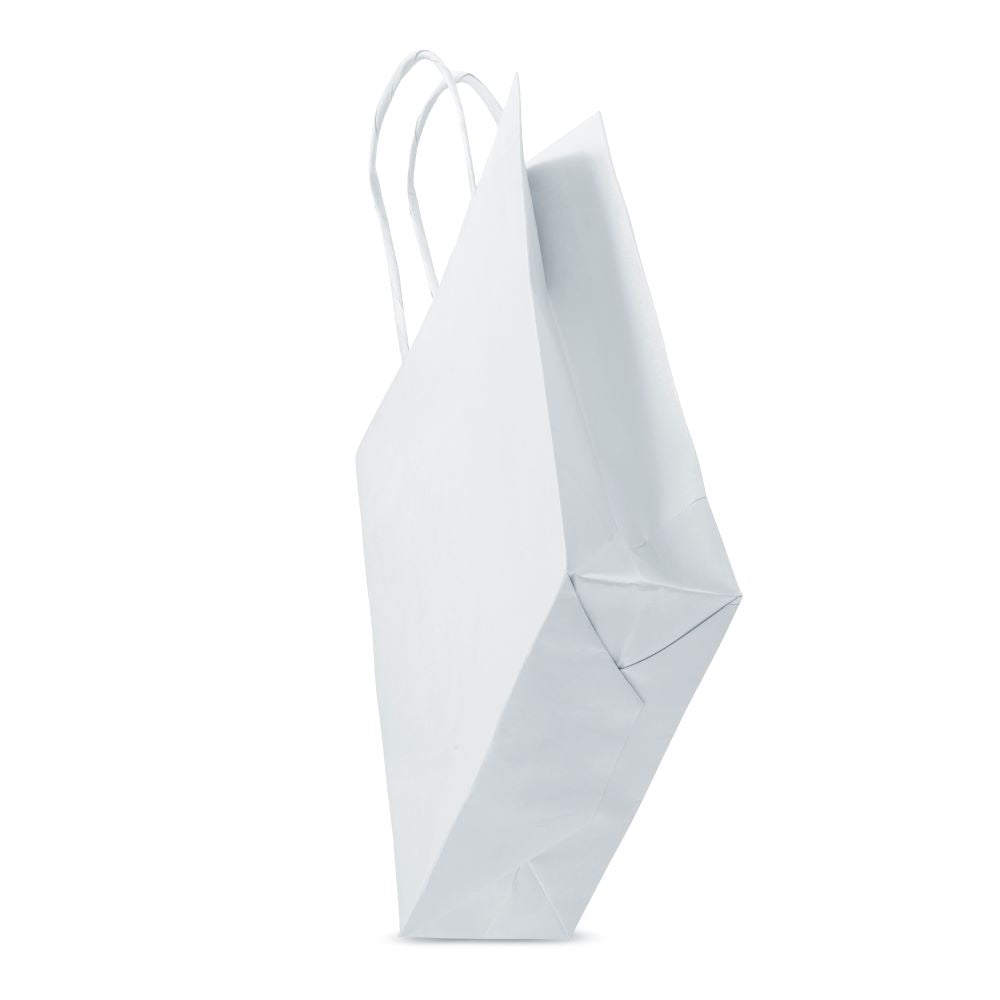 Torba papierowa z uchwytem skręcanym 180x80x220mm Biała Premium