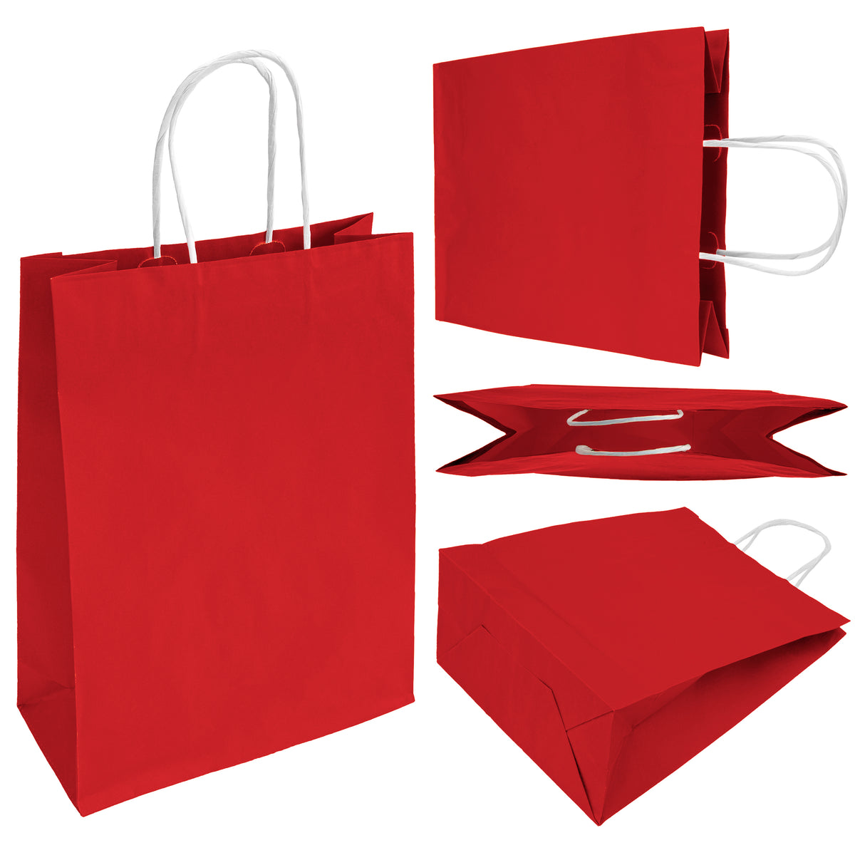 Torba papierowa 240x100x340mm z uchwytem skręcanym Czerwona Premium