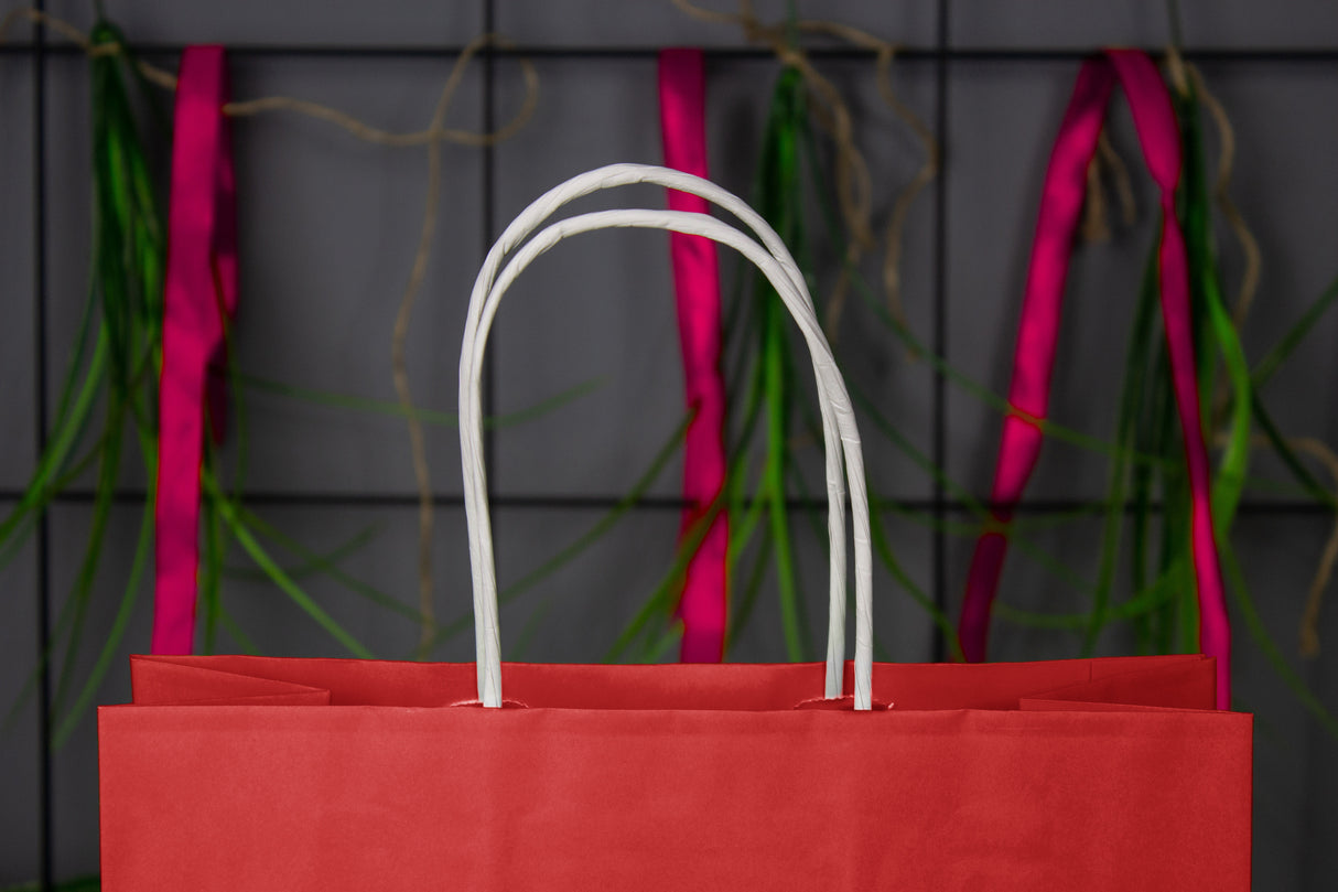 Torba papierowa 240x100x340mm z uchwytem skręcanym Czerwona Premium