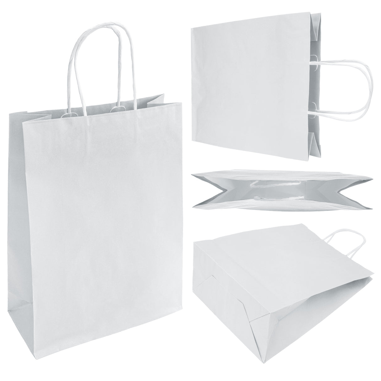 Torba papierowa z uchwytem skręcanym 240x100x340mm Biała Premium