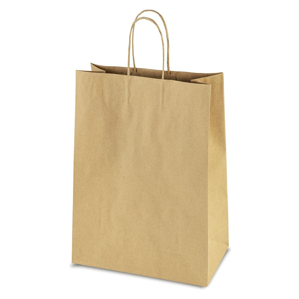 Torba papierowa z uchwytem skręcanym 300x120x400mm Brązowa Premium