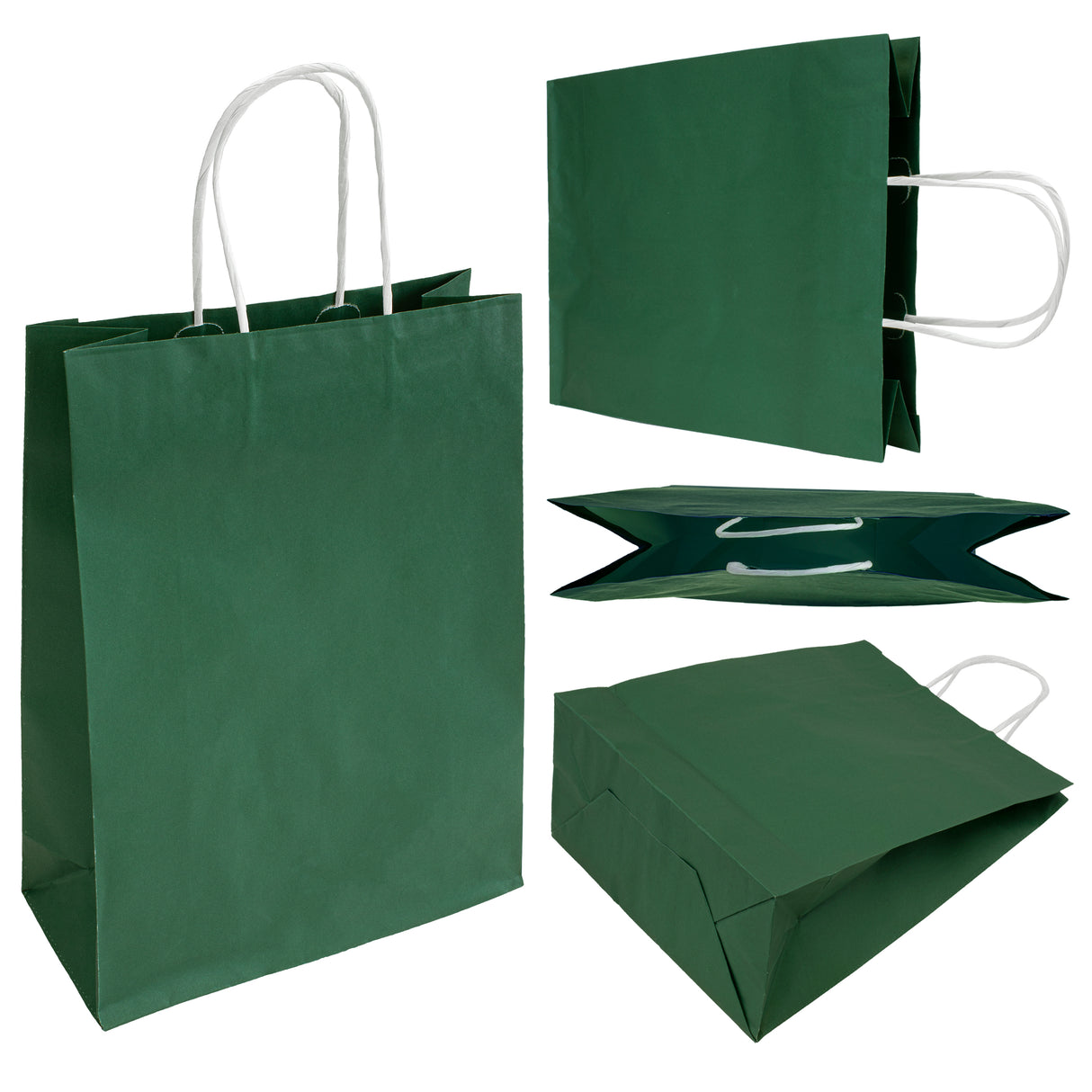 Torba papierowa z uchwytem skręcanym 240x100x340mm Ciemnozielona Premium