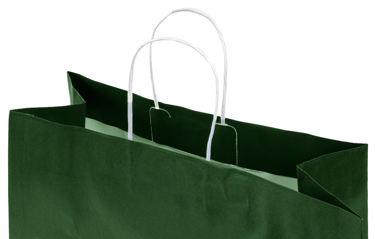 Torba papierowa 350x150x400mm z uchwytem skręcanym Ciemnozielona Premium