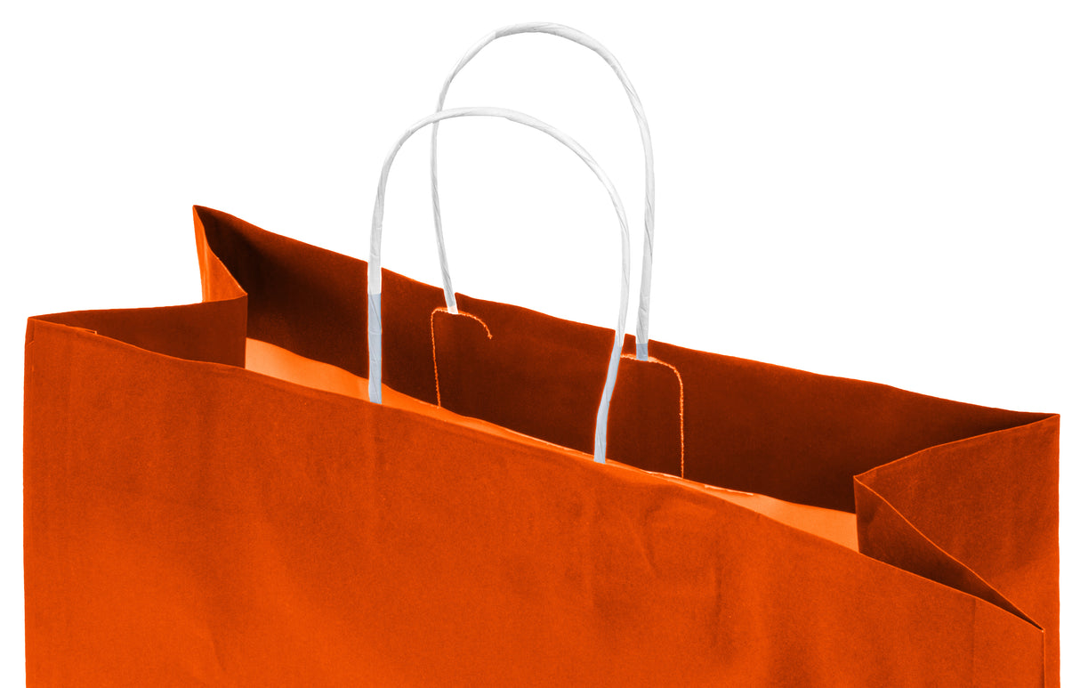 Torba papierowa 350x150x400mm z uchwytem skręcanym Pomarańczowa Premium