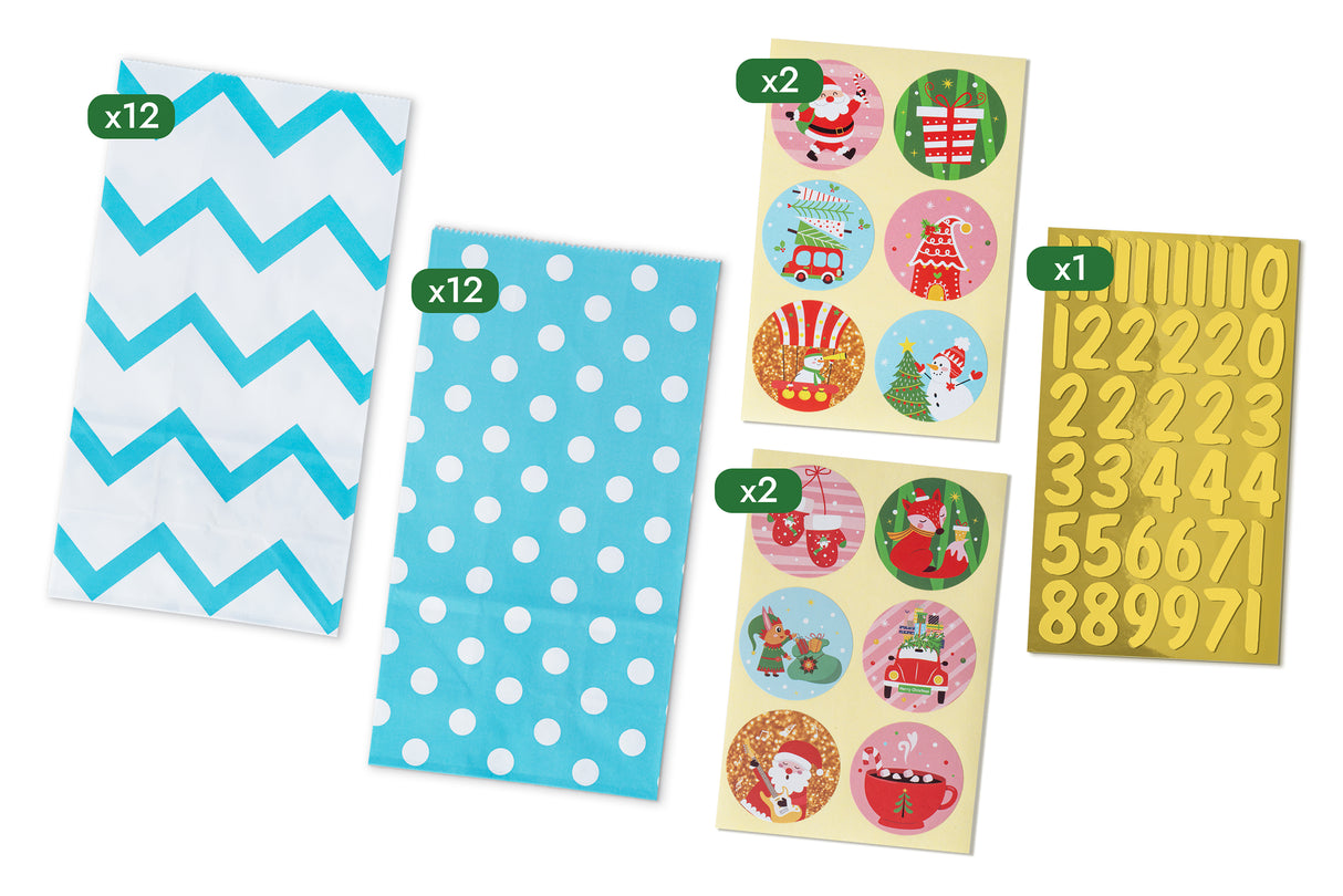 Papierowy kalendarz adwentowy 130x80x240mm Biało Niebieski