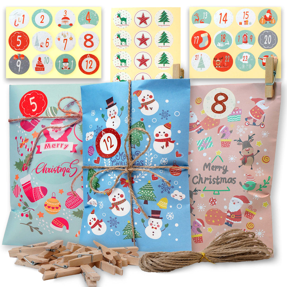 Pastelowy kalendarz adwentowy Merry Christmas
