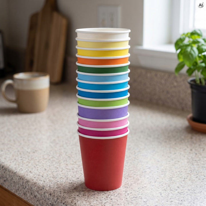 Kubki papierowe 250 ml miź kolorów 60szt.