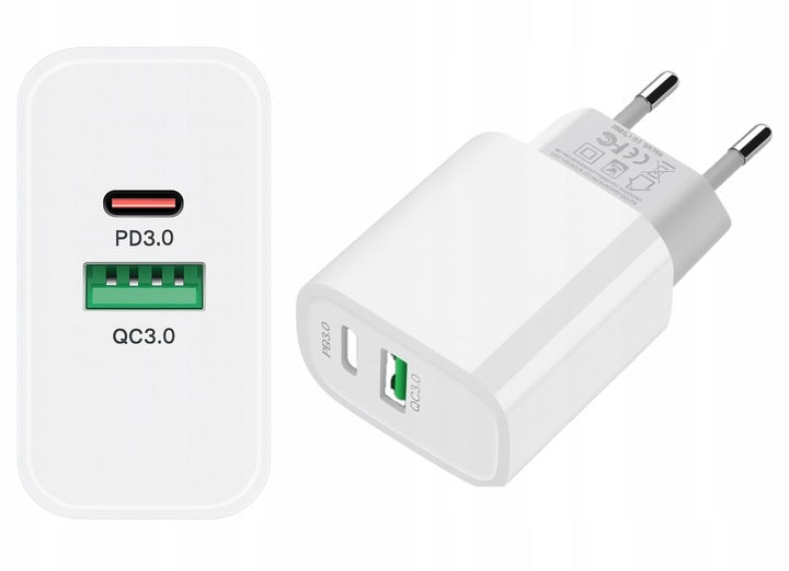 Szybka ładowarka sieciowa do telefonu USB i USB-C