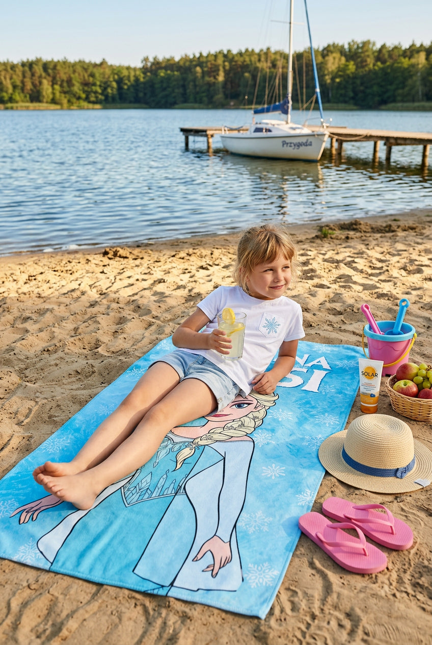 Szybkoschnący Ręcznik Plażowy 150x80 cm KRAINA LODU + IMIĘ