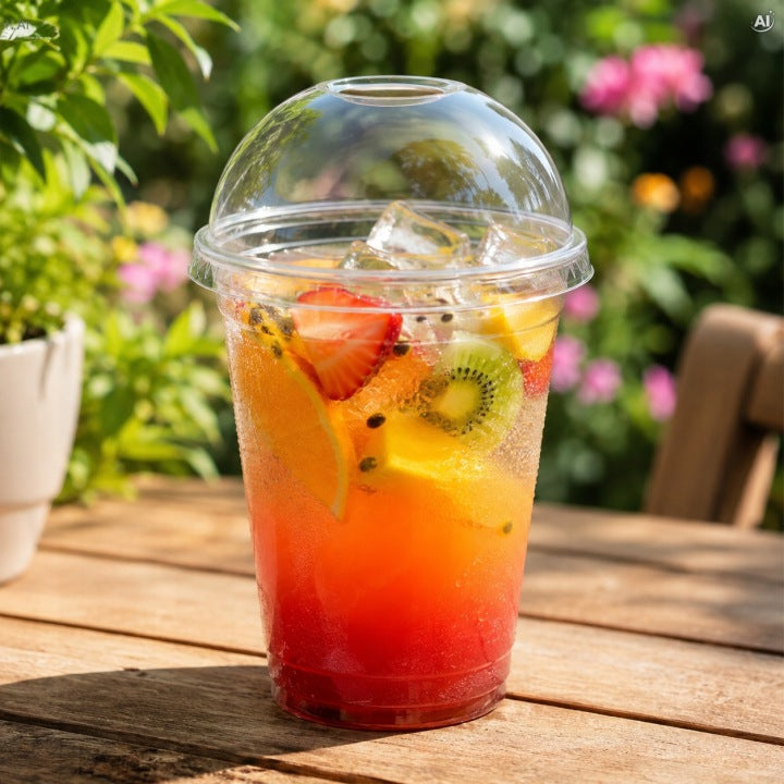 Kubki plastikowe z pokrywką kopułką 500ml