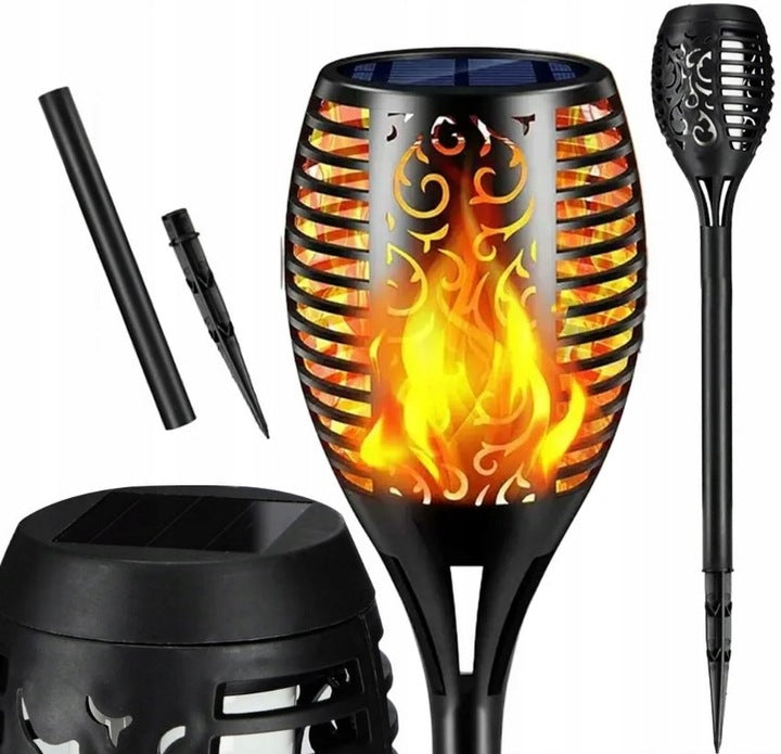 Lampa solarna LED POCHODNIA czarna efekt płomienia 4szt.