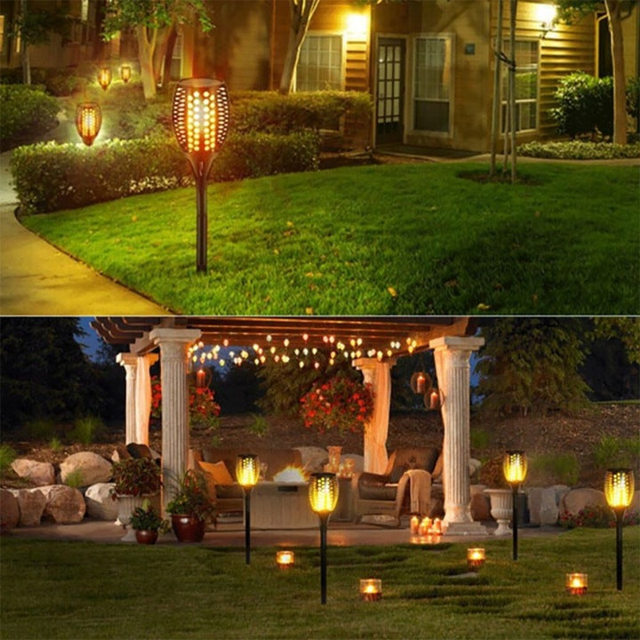 Lampa solarna LED POCHODNIA czarna efekt płomienia 4szt.