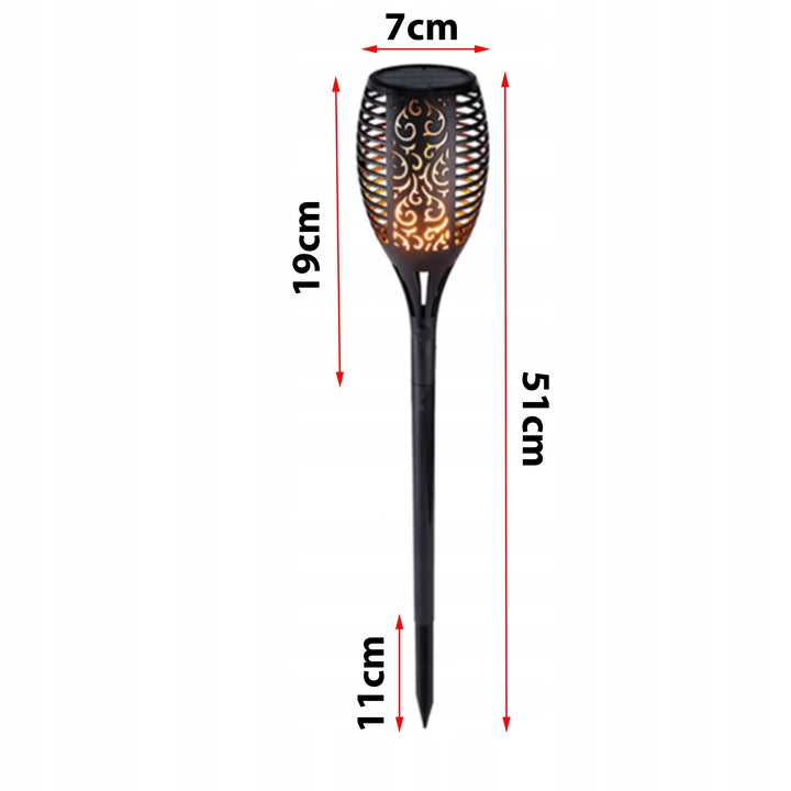 Lampa solarna LED POCHODNIA czarna efekt płomienia 4szt.