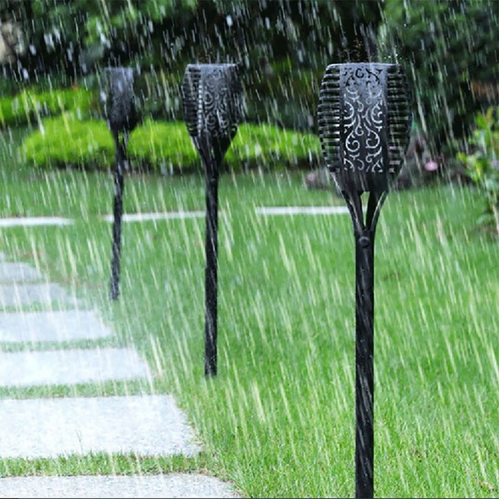 Lampa solarna LED POCHODNIA czarna efekt płomienia 4szt.