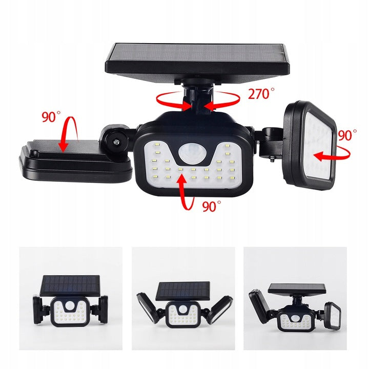 Lampa solarna potrójna czujnik ruchu zmierzchu