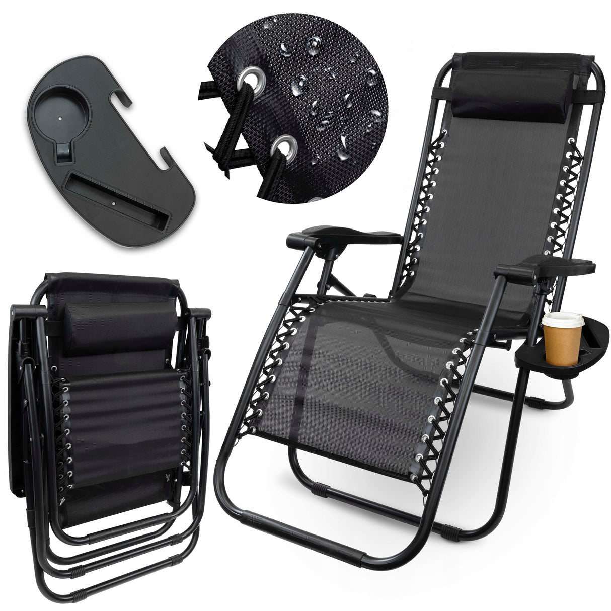 Metalowy Leżak Ogrodowy Czarny