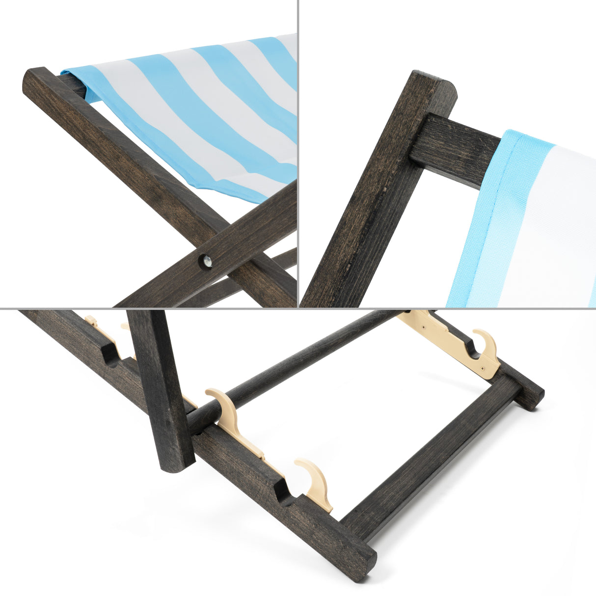 Leżak drewniany TROPICAL VIBES - Czarny Stelaż