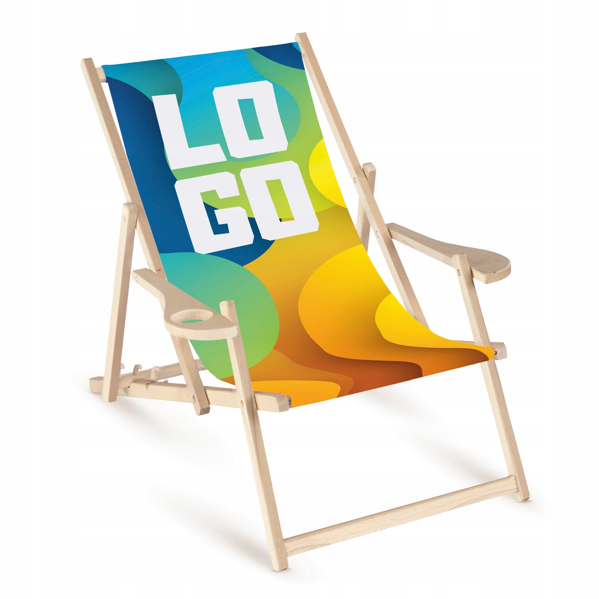 Leżak drewniany REKLAMOWY z podłokietnikiem