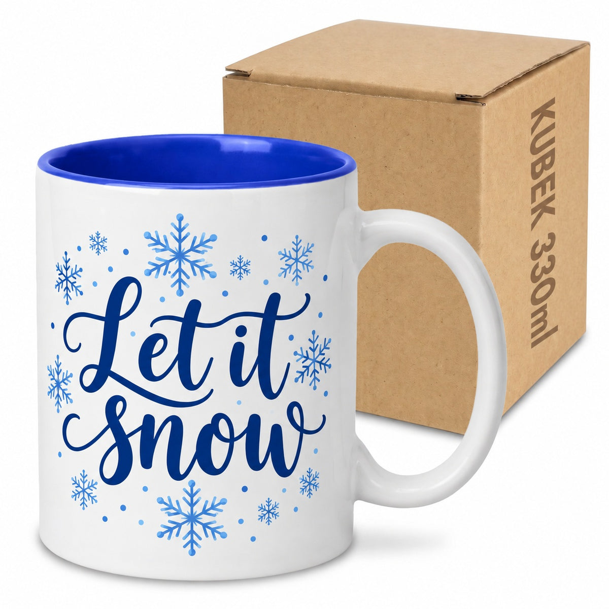 Kubek świąteczny Let Is Snow Niebieski