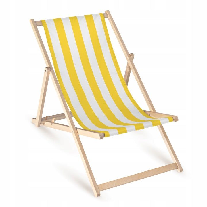 Leżak drewniany w białe paski- Różne kolory Żółty