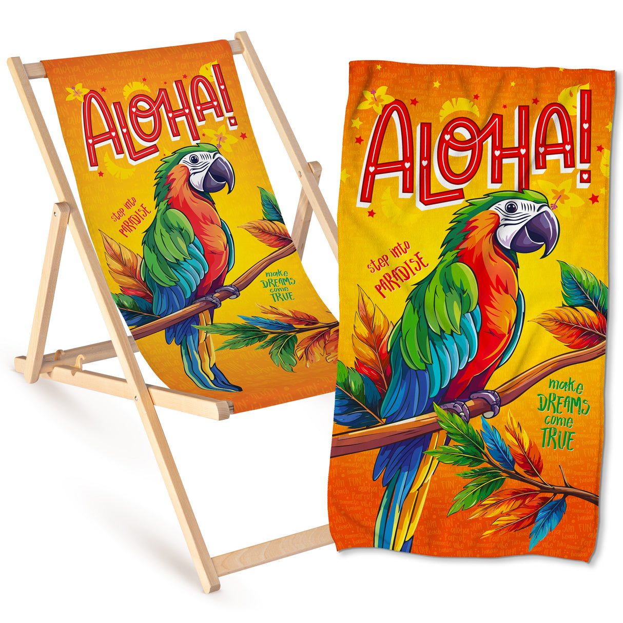Zestaw Leżak i Ręcznik ALOHA PAPUGA
