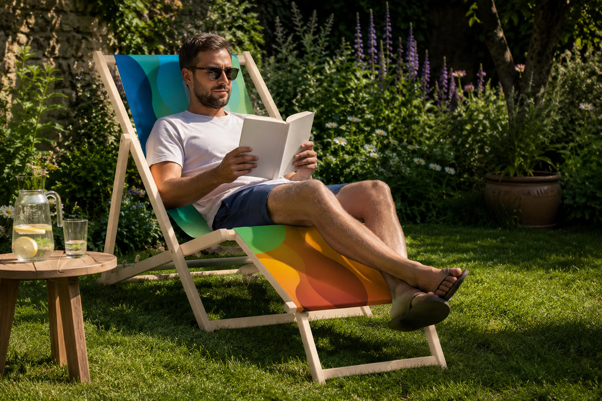 Leżak drewniany z podnóżkiem reklamowy FULLPRINT