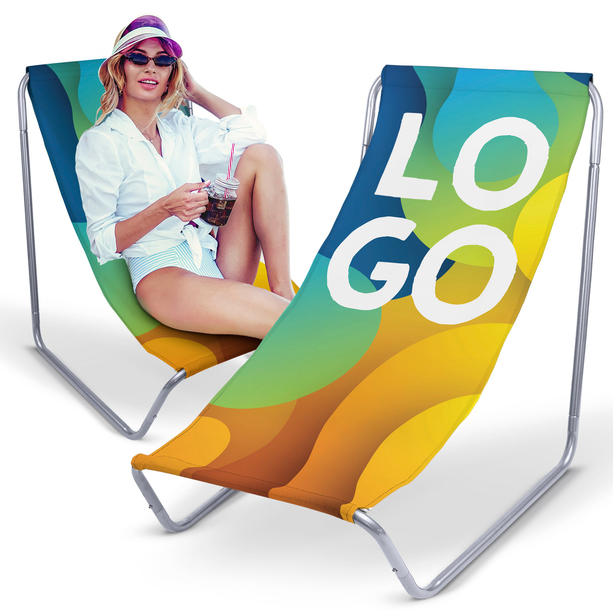Leżak Plażowy Metalowy LOGO