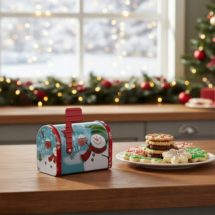 Metalowa puszka świąteczna w kształcie skrzynki pocztowej 4szt.