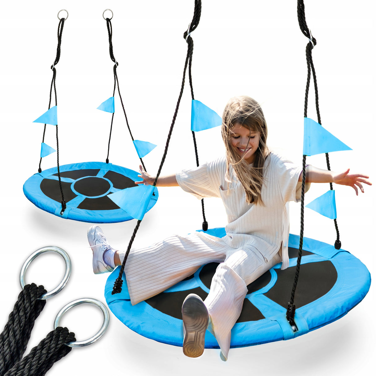 Huśtawka Ogrodowa dla Dzieci Niebieska Bocianie Gniazdo