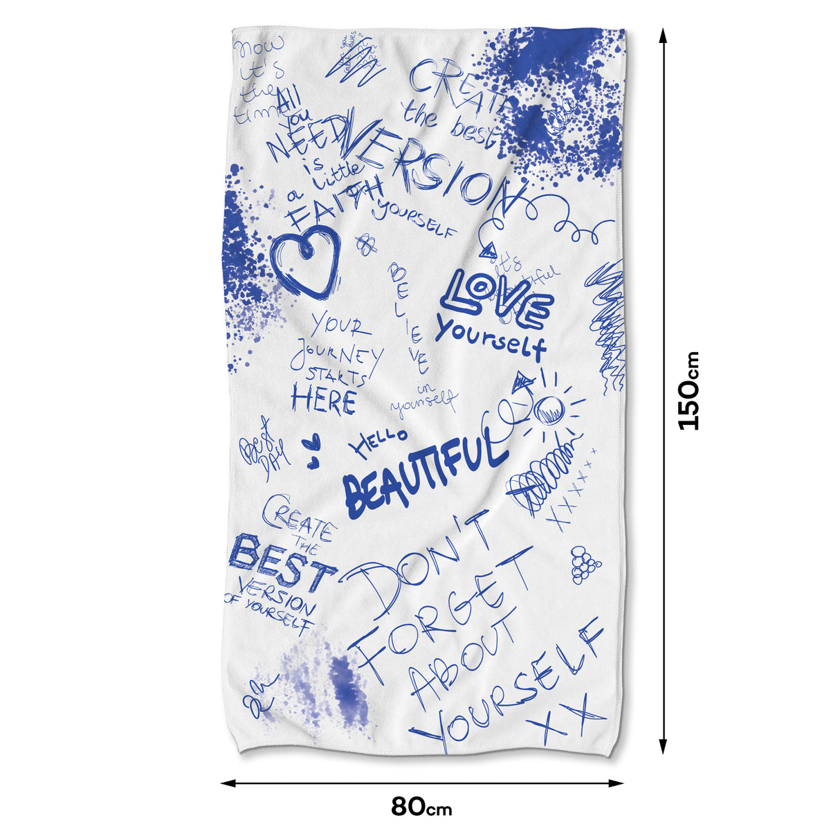 Szybkoschnący Ręcznik Plażowy NAPISY ATRAMENT 150x80 cm