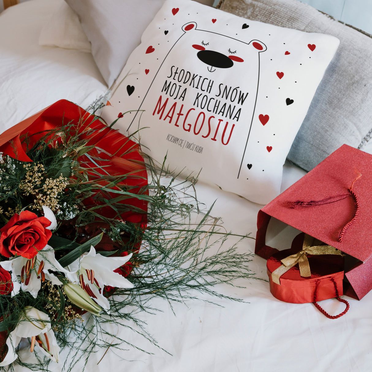 Prezent na walentynki - poduszka MIŚ