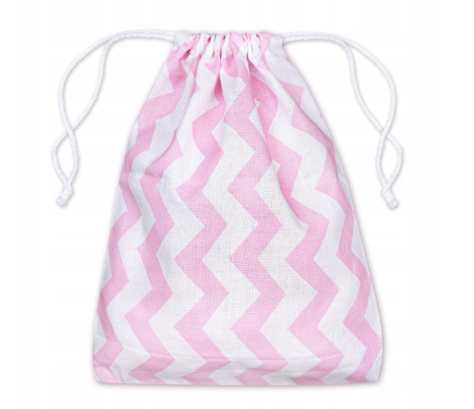 Worek Bawełniany 150x350mm Zygzak Biało-Różowy