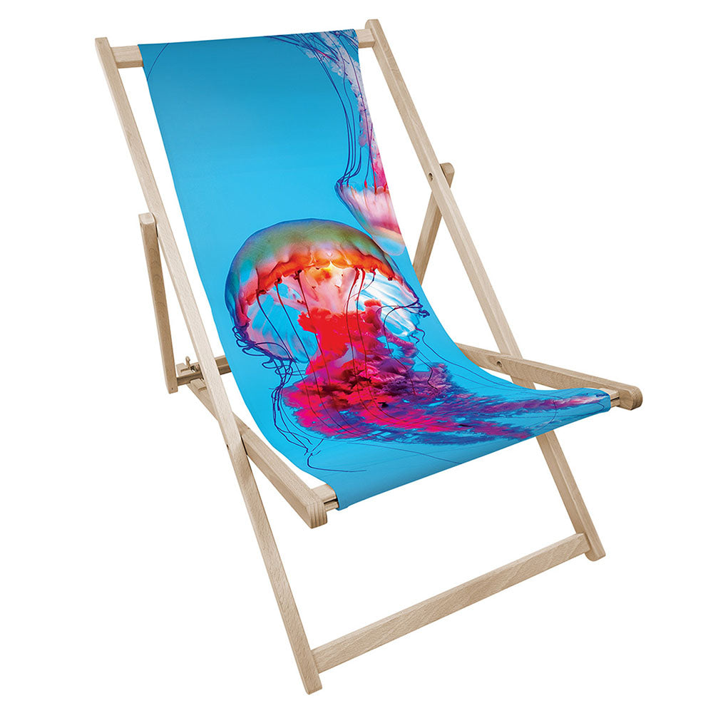 Leżak drewniany z nadrukiem MEDUZA CZERWONA