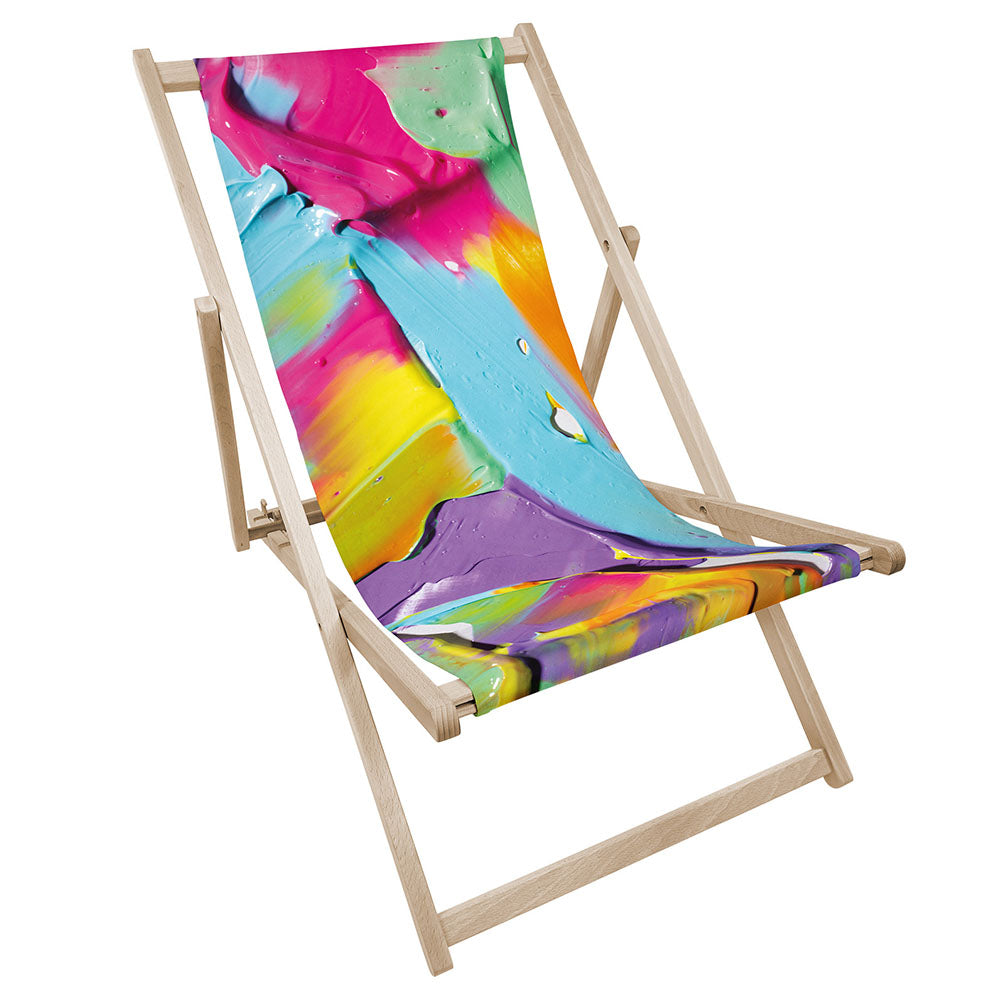 Leżak drewniany z nadrukiem ABSTRAKCJA KOLOROWA FARBA